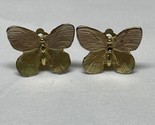 Vintage Gold Tone Butterfly Clip On Earrings Estate Fashion Jewelry Find KG - £11.67 GBP