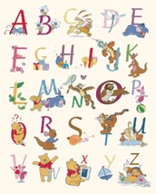 Counted cross stitch pattern alphabet winnie characters 315*391 stitches BN1439 - £3.08 GBP