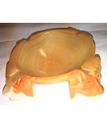MCM Mexican Orange Cream Onyx Alabaster Ashtray Etched Design Stone Azte... - £14.19 GBP
