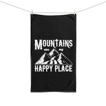 Mountains Are My Happy Place: Premium Soft Polyester Hand Towel With Cot... - £14.54 GBP