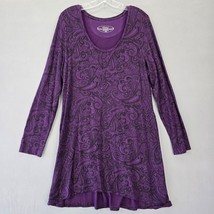 Sonoma Purple Dress Loungewear Boho Paisley Midi Scoop Neck Long Sleeves... - £8.33 GBP