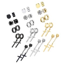 15 Pairs Magnetic Stud Earrings for Men Stainless on - £54.73 GBP