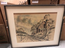 Signed R. J. Kedgier Landscape Oil on Canvas Farm Rural Life Painting Nature - £180.61 GBP