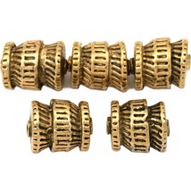 Bali Barrel Antique Gold Plated Beads 12mm 16 Grams 5Pcs Approx. - £5.43 GBP