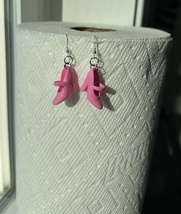Handmade dangle/drop Barbie shoe earrings, Pink.  Sterling silver ear wi... - $7.00