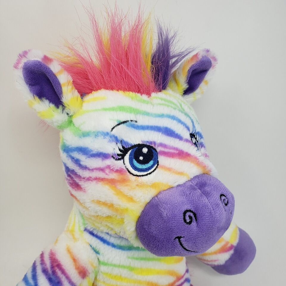 18" BUILD A BEAR PASTEL RAINBOW STRIPES ZEBRA STUFFED ANIMAL PLUSH TOY RETIRED Item image 3