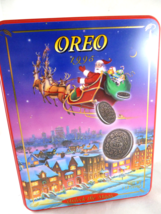 Vintage 1995 Christmas Oreo Tin Box Unlock The Magic  - £6.32 GBP