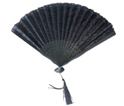Chinoiserie Decor Foldable Hand Fan Folding Fans Handheld Chinese Style Black - £7.90 GBP
