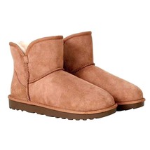 New KS Real Fur Boot Womens 9 SHEARLING Sheepskin Suede Scalloped Fold Over Shoe - £24.74 GBP