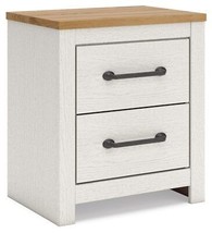 Linnocreek - White / Warm Brown - Two Drawer Night Stand - £94.37 GBP