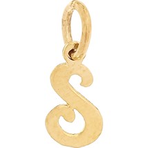 14K Gold Cursive &quot;S&quot; Letter Charm Initial Jewelry 9.5mm - £15.57 GBP