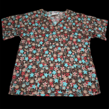 UA Brown Floral Star Fall Autumn Size Medium Scrub Shirt Nurse Vet Xray ... - $19.99