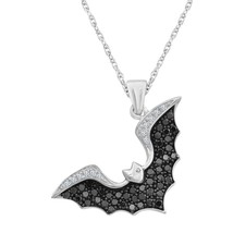 1 Ct Lab-Created Black Onyx Bat Pendant Necklace 925 Sterling Silver Summer Sale - £110.31 GBP