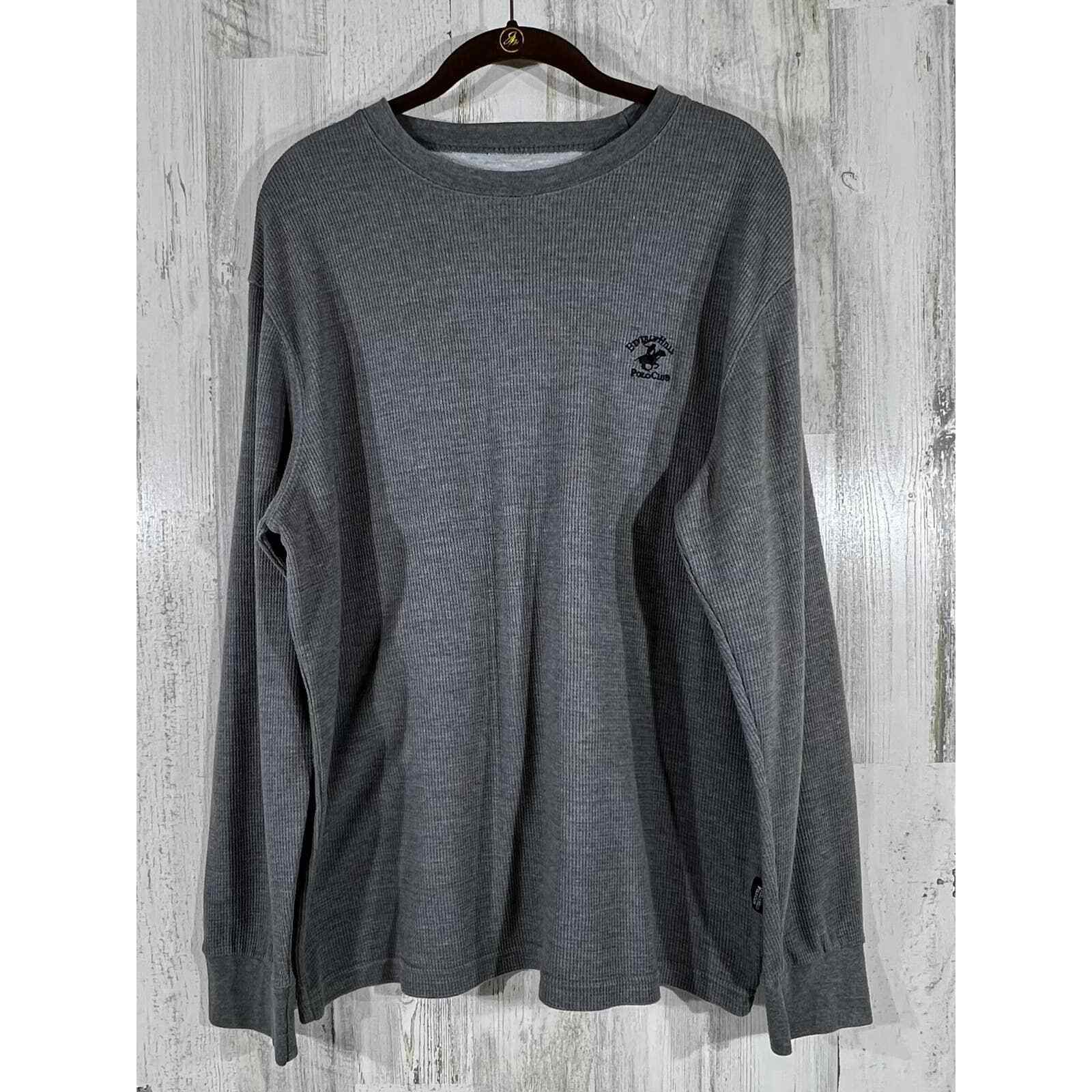 Beverly Hills Polo Club Mens Waffle Knit Shirt Gray Size Large - $14.79