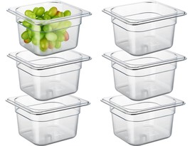 Curta 6 Pack Nsf Food Pans, 1/6 Size 4 Inch Deep Commercial Food Storage, Clear - $44.99