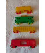 Lot Of 4 Vintage Soft Plastic Toy Train Cars - $15.84