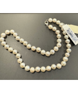 Genuine Cultured Pearl Necklace Strand 7mm Knotted Silk Sterling Silver ... - £54.24 GBP