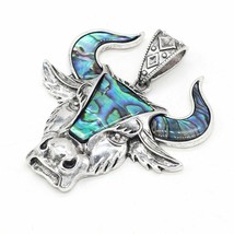 Bull Head Punk Antique Silver Color Plated Pendant Making DIY Handmade Gift - £6.32 GBP+
