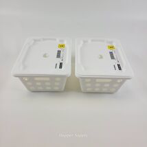 (Lot of 2) IKEA Rundbal Storage Basket W/ Lid Stackable White 7x5.5x3.25"  - $15.99