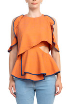 WHY Dress Crew Neck Ruffled Sleeveless Zipper Back Piping Detail Popover... - $9.99