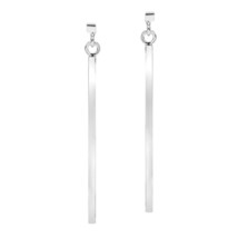 Modern Chic Long Rectangle Stick Bar Dangle Sterling Silver Post Drop Earrings - $19.79