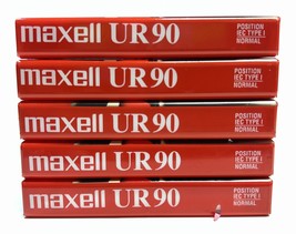 Lot of 5 Maxell Cassette Tapes UR90 Minute Normal Bias Blank Recordable ... - £11.60 GBP