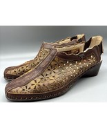Pikolinos Women’s Shoes Sz 36 Romana Brown Leather Flower Cutout Slingback - $22.64