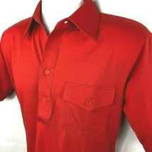 Aqua Pacific Nobleman Vtg S Golf Pocket Shirt sz Small Mens Red Plunging Placket - £22.71 GBP