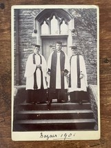 Vintage Cabinet Card. Church Bazaar 1901 Three men in stairs. - £21.88 GBP