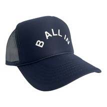 New B All In Ballin Blue Hat 5 Panel High Crown Trucker Snapback Mesh Adult Sz - £18.70 GBP