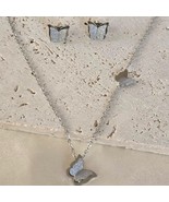 White Gold-Filled Butterfly Necklace &amp; Earrings Set for Women, Elegant Gift - €25,19 EUR