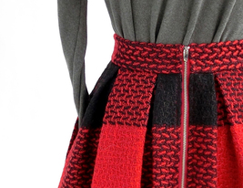 BLACK PLAID Midi Skirt Winter Women Plus Size Long Plaid Skirt Outfit image 10