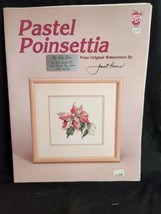 Janet Powers Pastel Poinsettia Cross Stitch Pattern (1987) Green Apple C... - $4.84
