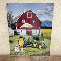 John Deere By Neal Anderson Art Paint Metal/ Tin Sign Barn Tractor Dog USA Made - $12.86