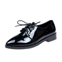 New Lace up Soft Leather OxShoes for Women Brand Pointed toe Womens Flats Fashio - £25.18 GBP