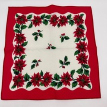 Poinsetta Christmas Cloth Dinner Napkins 16.5&quot;  Square Set of 4 Holly Leaves - £11.81 GBP