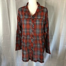 Weekender Suzanne Betro Womens 2X Button Back Hi Lo Red Plaid Top NWT - £35.61 GBP