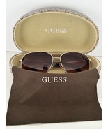 Guess Gold Frame Brown Tortoise Aviator Sunglasses in Hard Cloth &amp; Case ... - $735.56 MXN