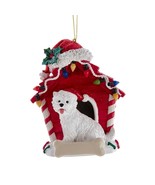 Cute WESTIE in Red Dog House Resin Christmas Ornament - $11.99