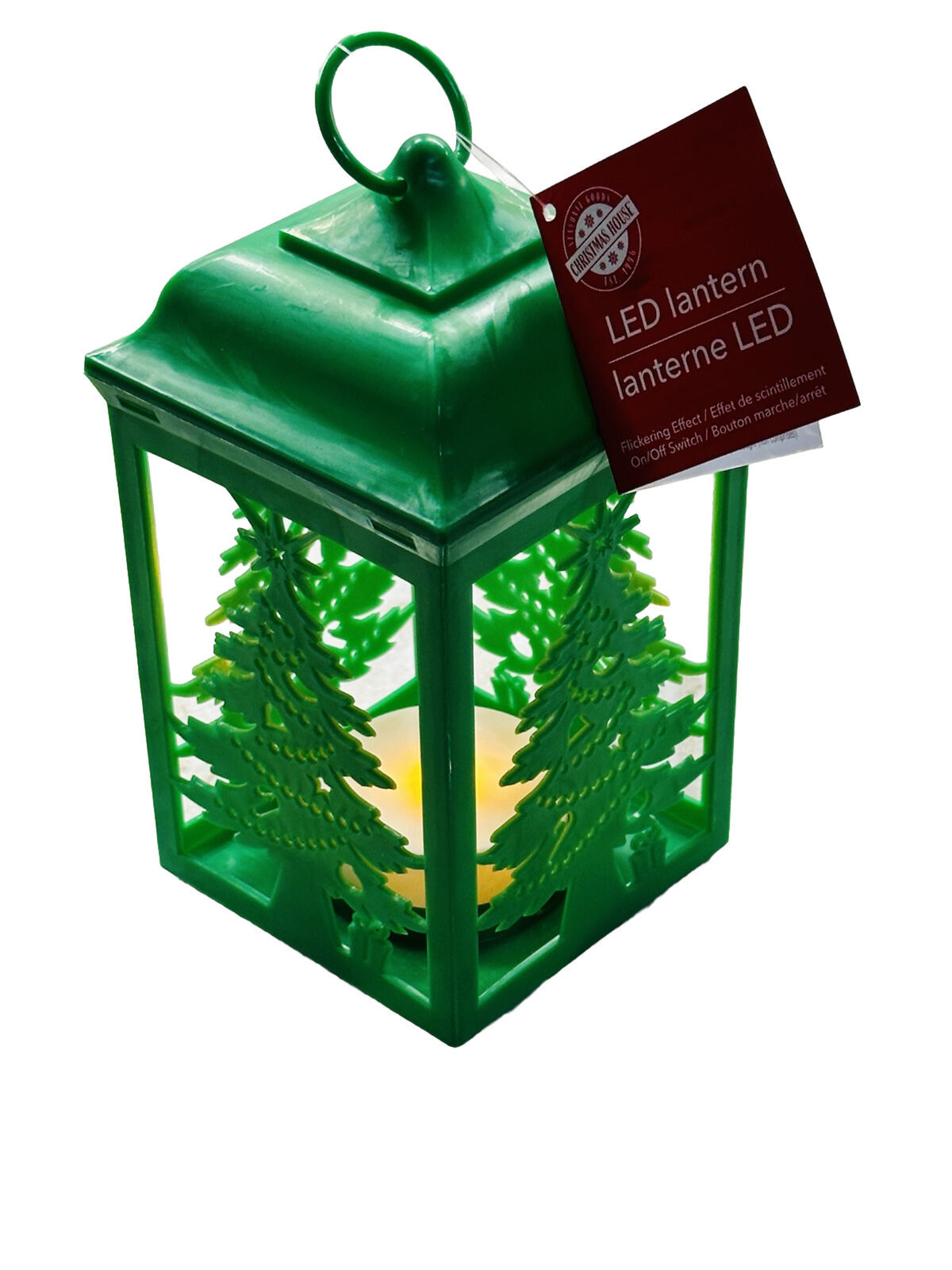 Christmas Home LED Xmas Basics Glittered Green Tree Lantern - $12.75