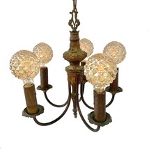 Antique Chandelier Original Finish Five Lights Nice Patina Rewired Early... - £240.11 GBP