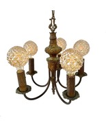 Antique Chandelier Original Finish Five Lights Nice Patina Rewired Early 1900s - $303.88