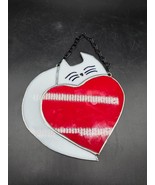 Red Heart  White Cat   Window  Sun-catcher Stained Glass - €14,77 EUR