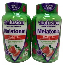 2 pack Vitafusion Max Strength Melatonin Gummy Strawberry 10 mg Sleep 110 ct - £23.46 GBP
