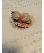 Vintage Sleeping Cat On Cushion 3” Bisque Figurine MCM - $284.91 MXN