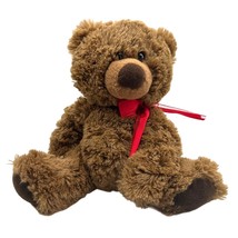 Aurora World  Brown 10&quot; Bear Coco 2018 Red Bow Black Glass Eyes Brown Nose - £10.23 GBP