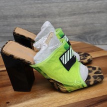 Cape Robbin Shoe Womens 8.5M Camryn Leopard Neon Green Block Heels Route 77 - £23.72 GBP