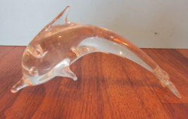 Vintage Art Glass 5&quot; Long Dolphin Sea Creature Paperweight Figure Sculpture - £12.94 GBP
