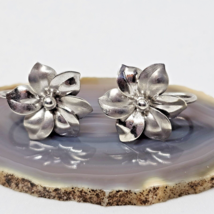 925 Sterling Silver - Vintage Harry S Bick Flower Screw Back Earrings HSB - $29.95