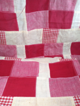 Charming 1950&#39;s Patchwork &amp; Gingham 2pc Red and White 32 x 21  Rod Curtain Set - £31.45 GBP